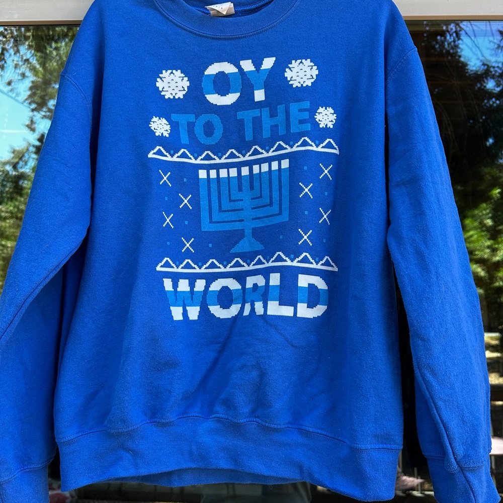 Blue Menorah Sweater